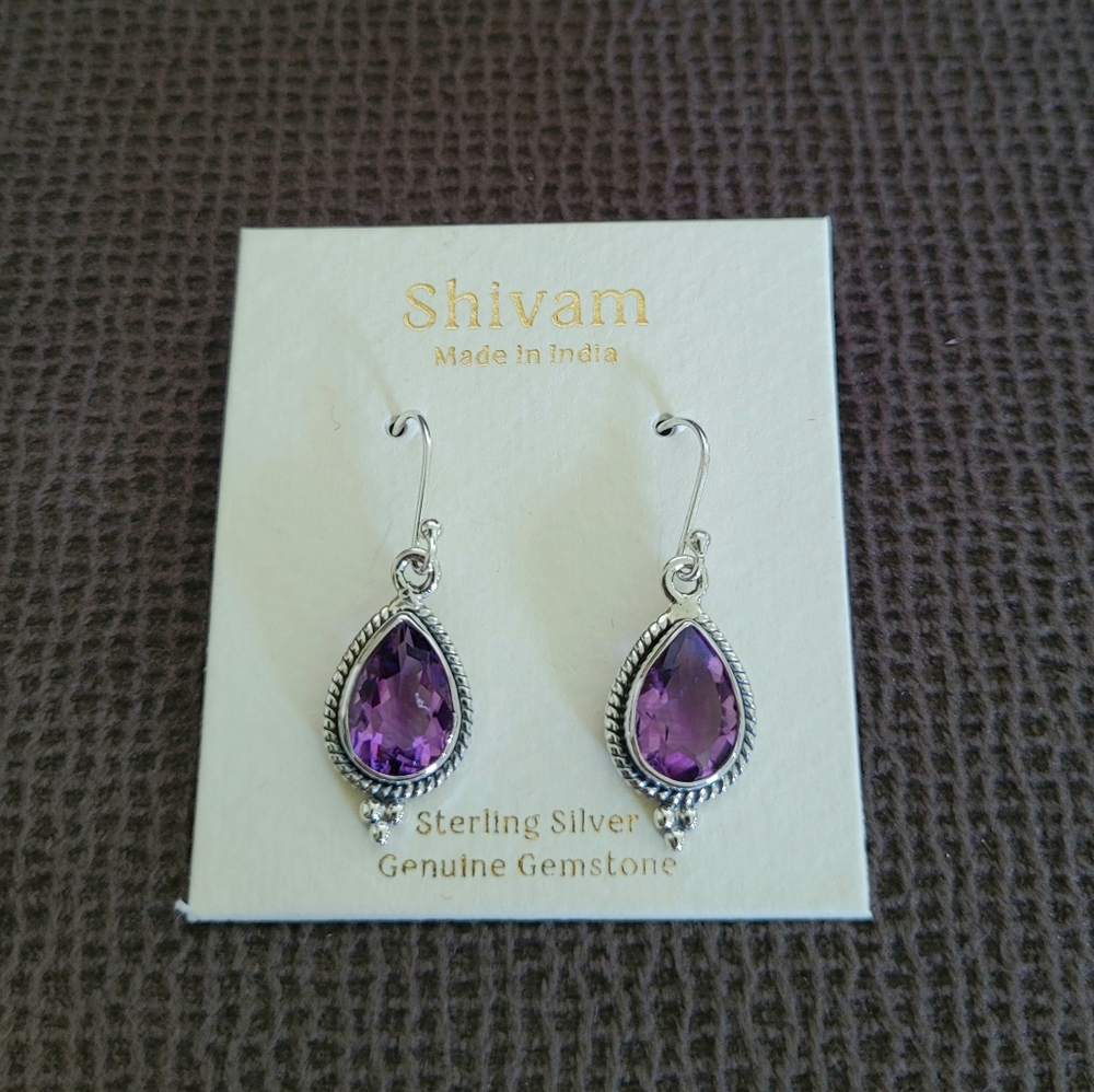 Shivam Amethyst💜 Teardrop💧Earrings - Picture 9 of 14